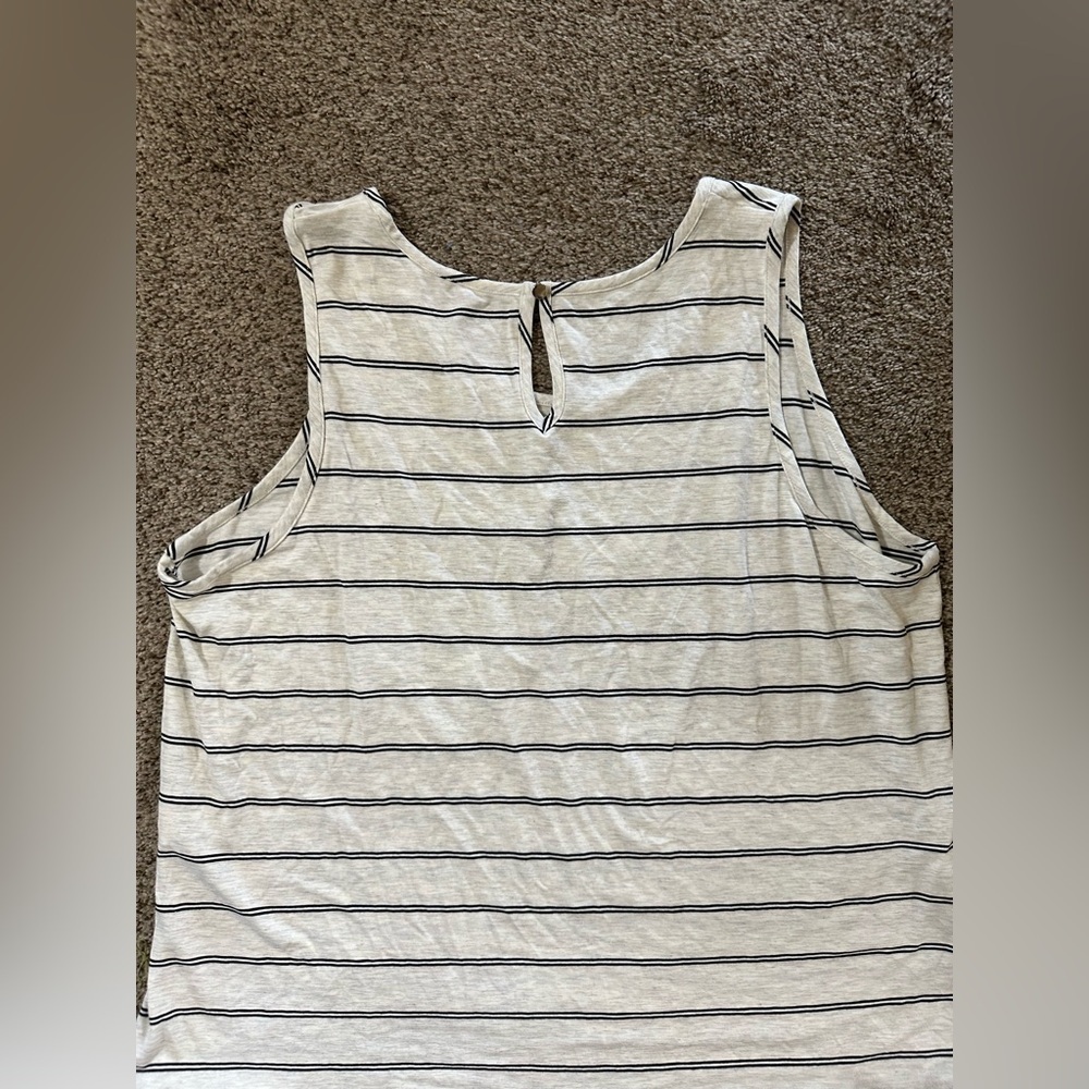 Market & Spruce Black and White Striped Tank Top - Picture 6 of 6